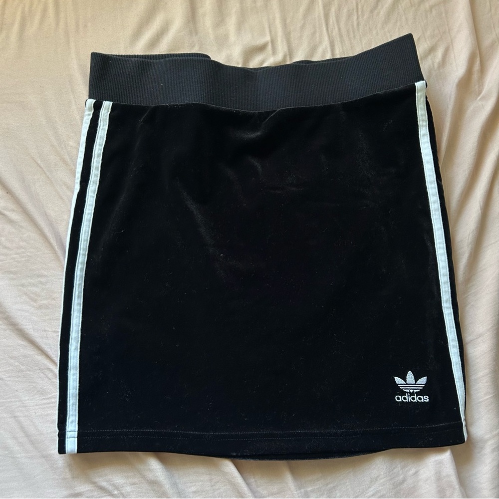 Adidas Black Velvet Mini Skirt